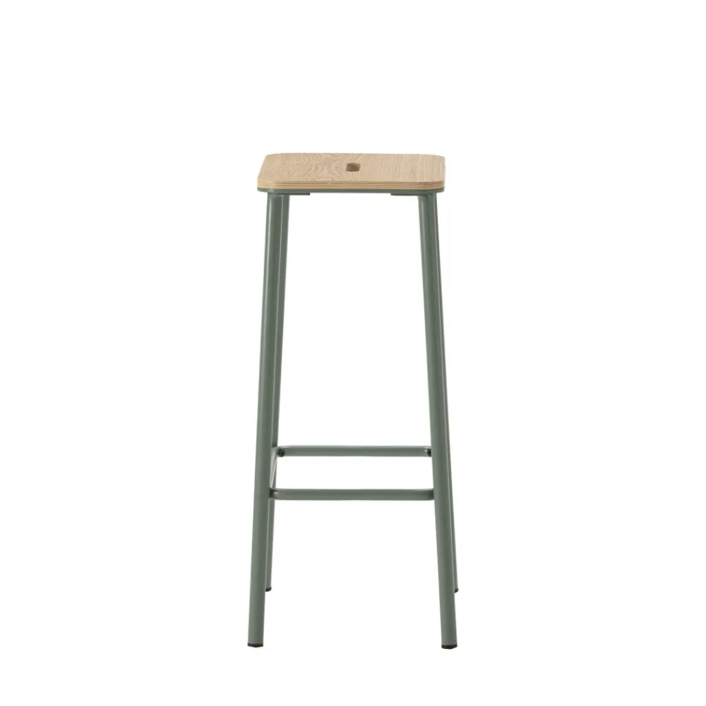 No name NOKI Lot de 2 tabourets de bar en bois et métal H65cm