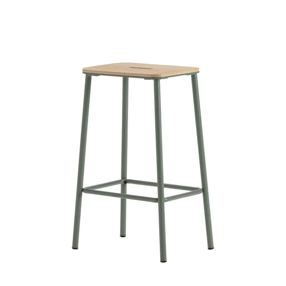 No name NOKI Lot de 2 tabourets de bar en bois et métal H65cm