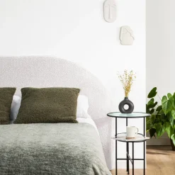 Drawer NOUSSA Tête de lit en tissu bouclette demi-lune L170cm