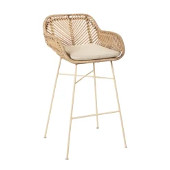 Drawer NUNUHAI Lot de 2 tabourets de bar en rotin pieds beiges 76cm