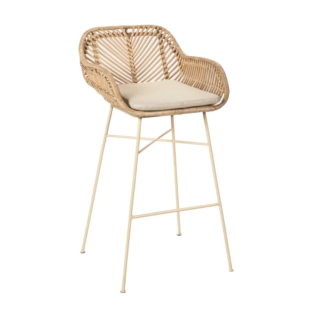 Drawer NUNUHAI Lot de 2 tabourets de bar en rotin pieds beiges 76cm