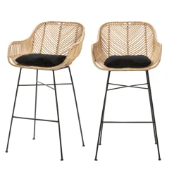 Drawer NUNUHAI Lot de 2 tabourets de bar en rotin H68cm