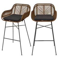 Drawer NUNUHAI Lot de 2 tabourets de bar en rotin H68cm