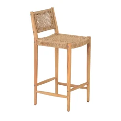 Drawer NURI Lot de 2 tabourets de bar intérieur/extérieur en bois d'acacia et résine tressée H66cm