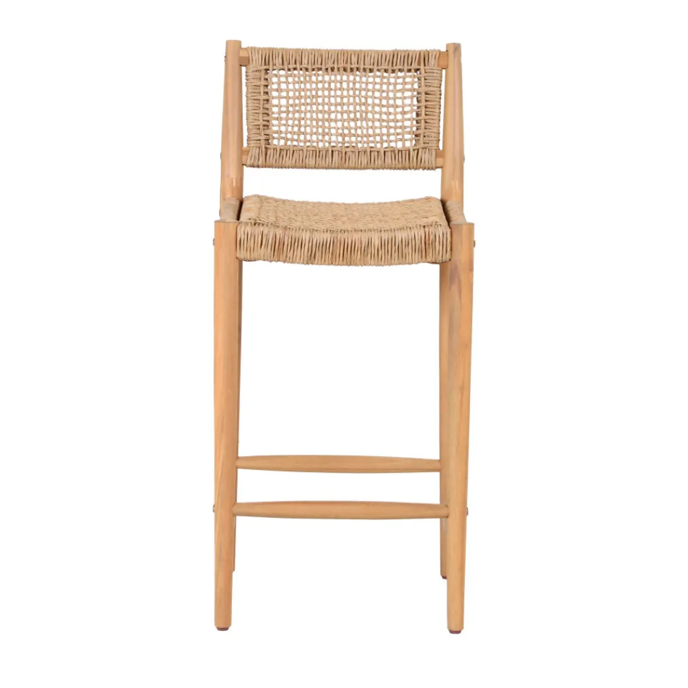Drawer NURI Lot de 2 tabourets de bar intérieur/extérieur en bois d'acacia et résine tressée H66cm