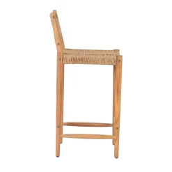 Drawer NURI Lot de 2 tabourets de bar intérieur/extérieur en bois d'acacia et résine tressée H66cm