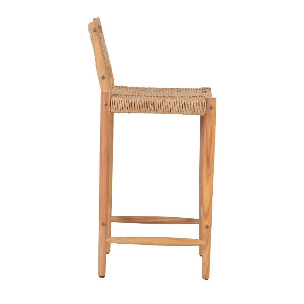 Drawer NURI Lot de 2 tabourets de bar intérieur/extérieur en bois d'acacia et résine tressée H66cm