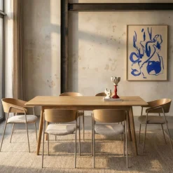 Drawer OPNA Lot de 2 fauteuils de table en tissu, bois et métal