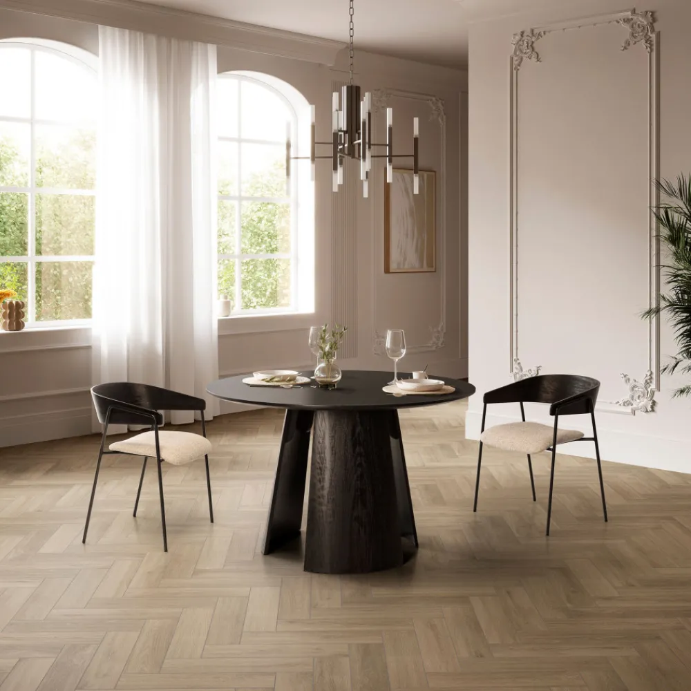 Drawer OPNA Lot de 2 fauteuils de table en tissu, bois et métal