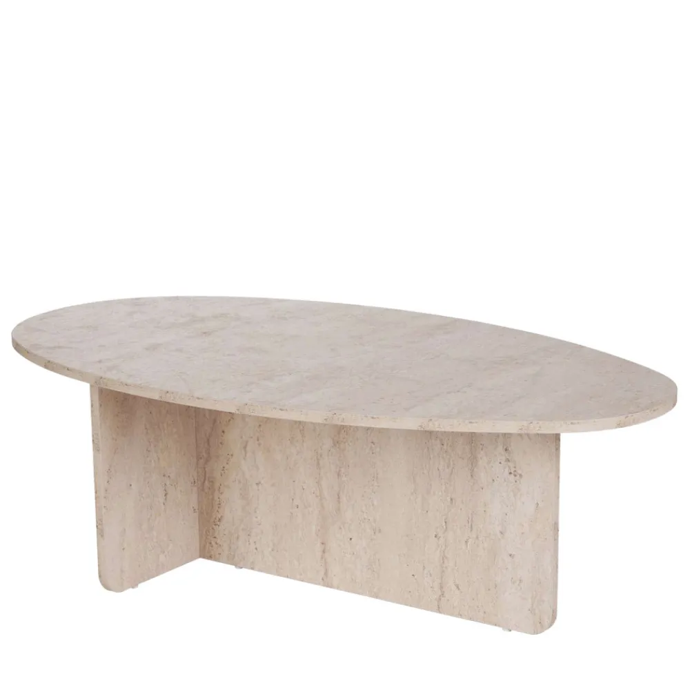 Drawer ORIS Table basse organique effet travertin 120x65cm