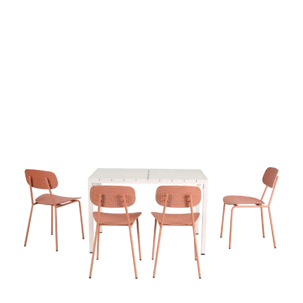 Drawer ORKA Ensemble table et chaises de jardin 4 personnes en métal