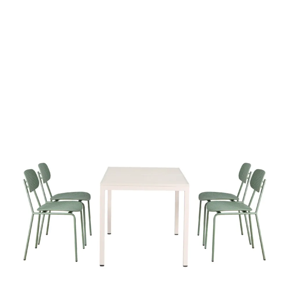 Drawer ORKA Ensemble table et chaises de jardin 4 personnes en métal
