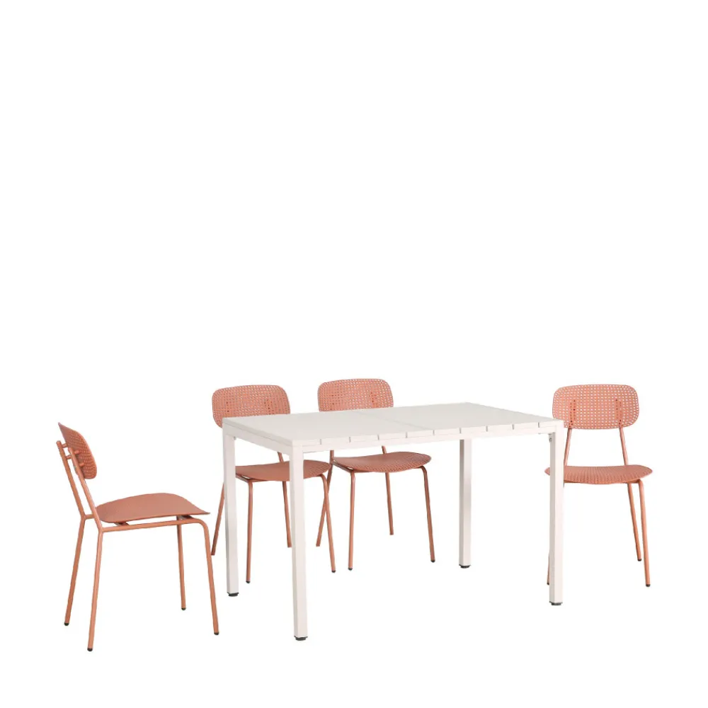 Drawer ORKA Ensemble table et chaises de jardin 4 personnes en métal