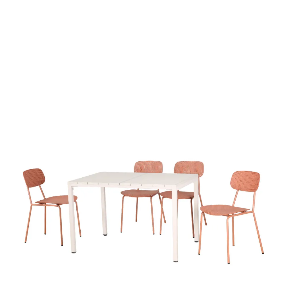 Drawer ORKA Ensemble table et chaises de jardin 4 personnes en métal