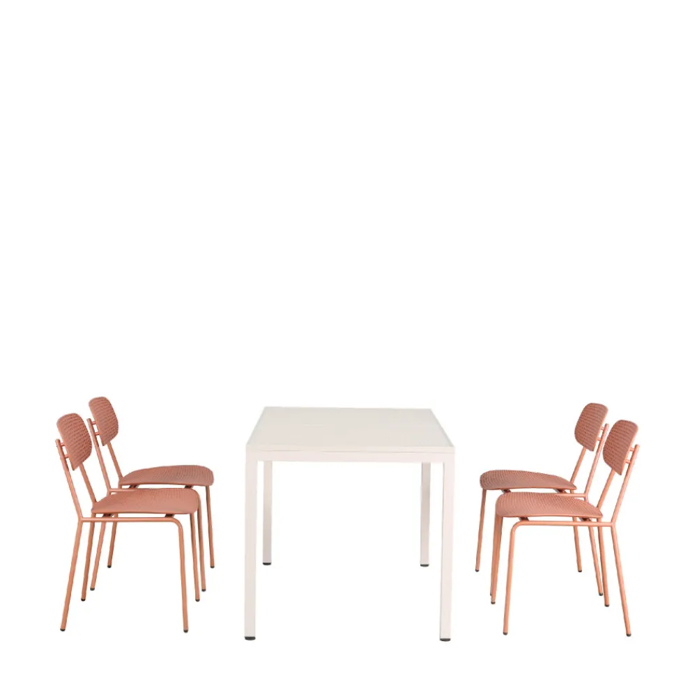 Drawer ORKA Ensemble table et chaises de jardin 4 personnes en métal