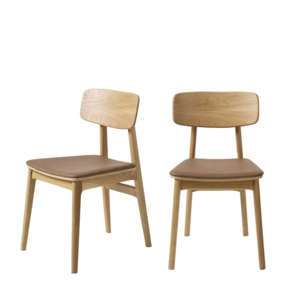 No name ORR Lot de 2 chaises en bois et simili