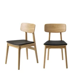 No name ORR Lot de 2 chaises en bois et simili