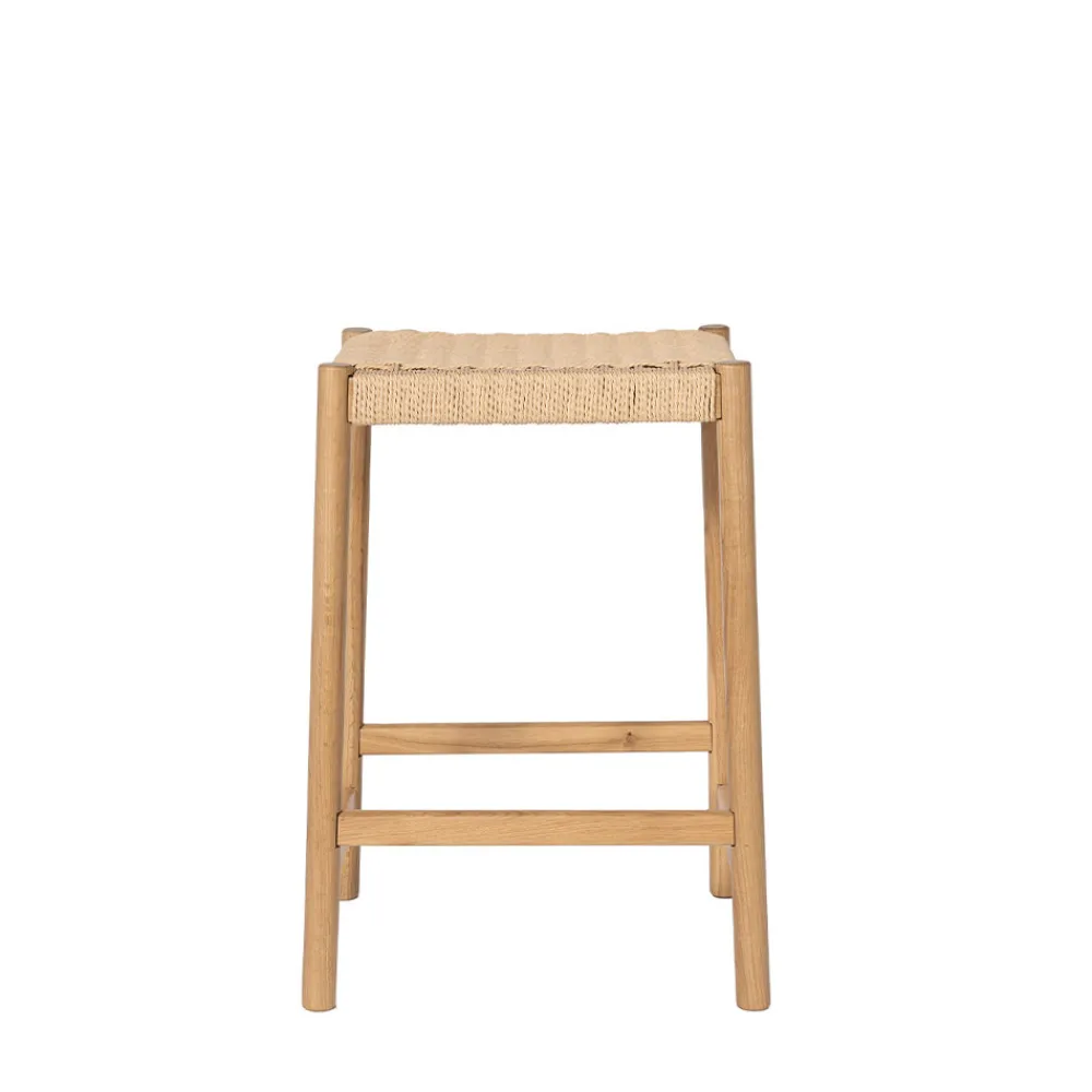 Drawer PAOLO Tabouret de bar en corde tressée et bois H65cm