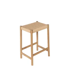 Drawer PAOLO Tabouret de bar en corde tressée et bois H65cm