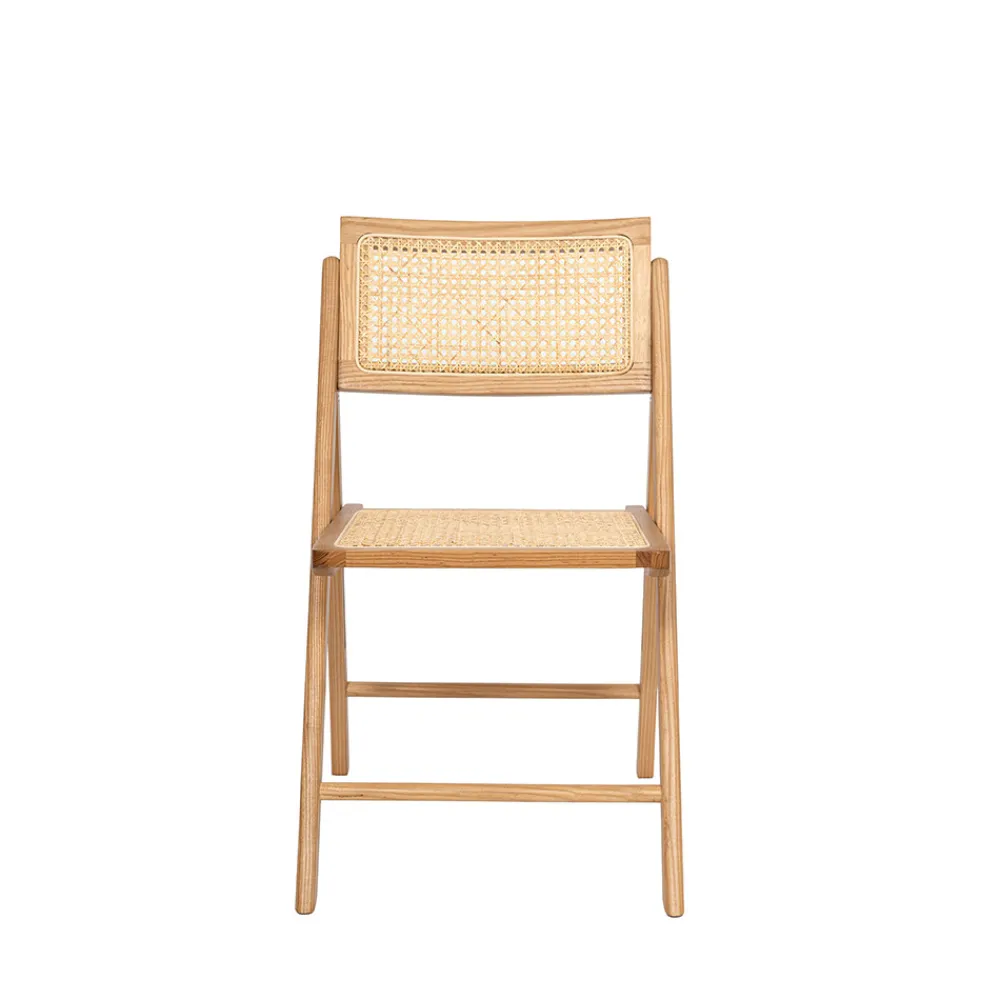 Drawer PAULA Chaise pliante en cannage et bois