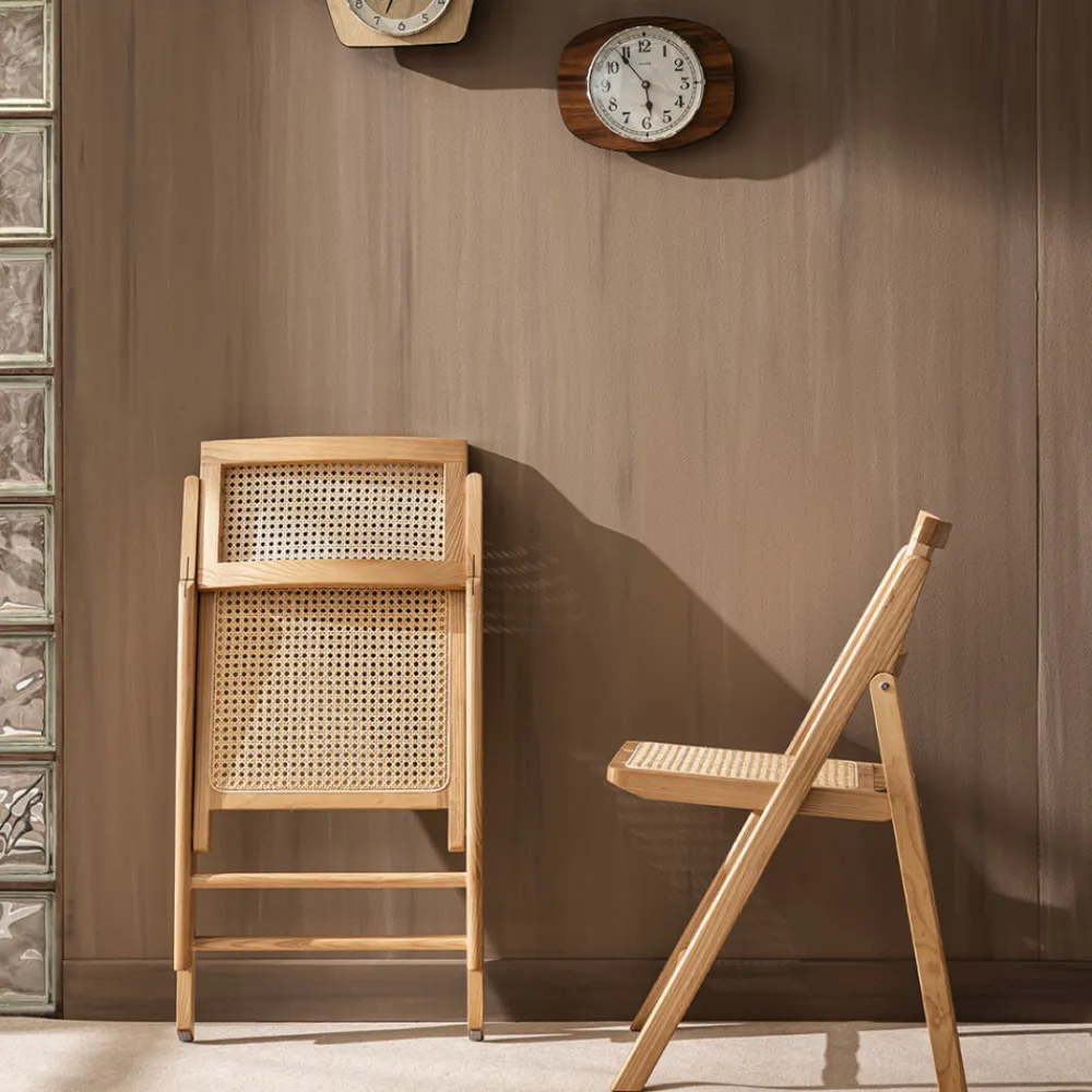 Drawer PAULA Chaise pliante en cannage et bois