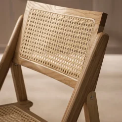 Drawer PAULA Chaise pliante en cannage et bois