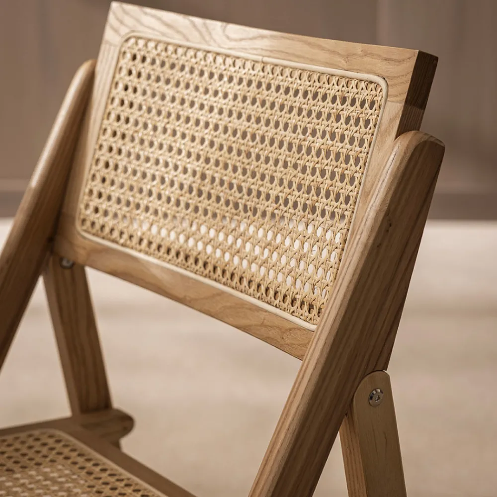 Drawer PAULA Chaise pliante en cannage et bois