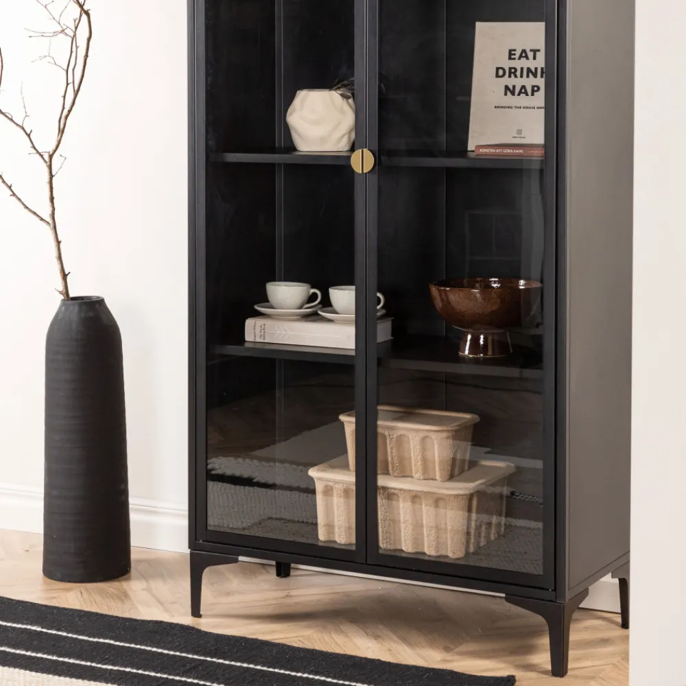 Venture Home PIRING Vaisselier 2 portes en verre et métal H190cm