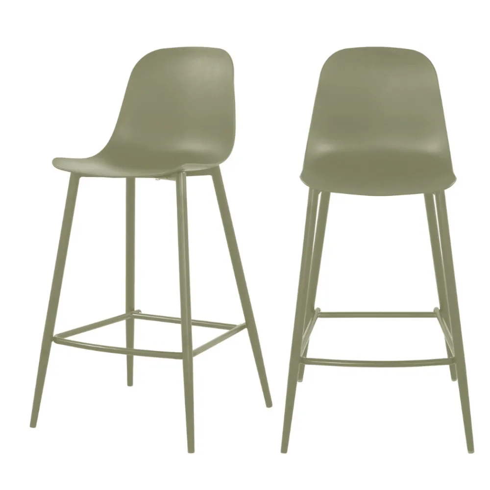 Drawer PORTLAND Lot de 4 tabourets de bar intérieur et extérieur en plastique et métal H65cm