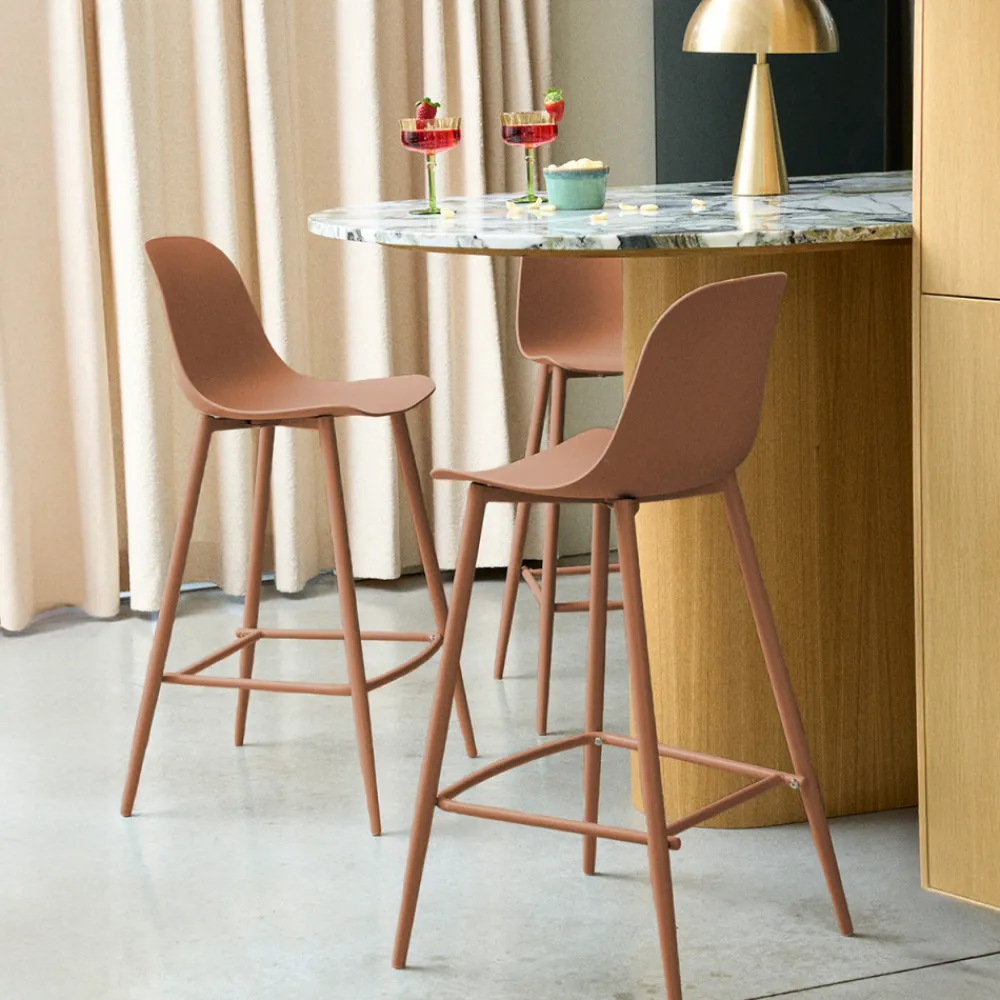 Drawer PORTLAND Lot de 4 tabourets de bar intérieur et extérieur en plastique et métal H65cm