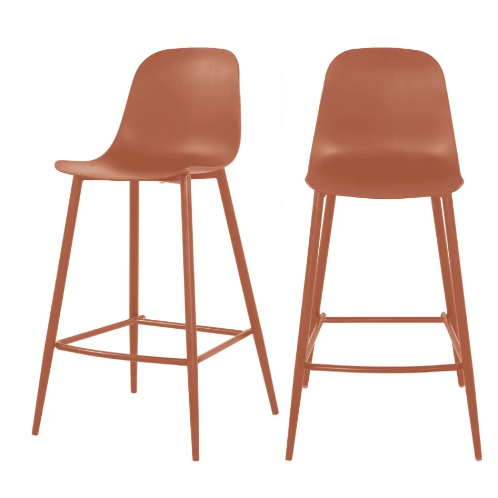 Drawer PORTLAND Lot de 4 tabourets de bar intérieur et extérieur en plastique et métal H65cm