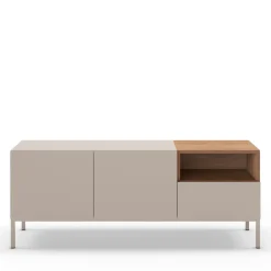 Drawer QUENOR Meuble TV 2 portes 1 tiroir en bois et métal L140cm