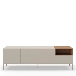 Drawer QUENOR Meuble TV 3 portes 1 tiroir en bois et métal L180cm