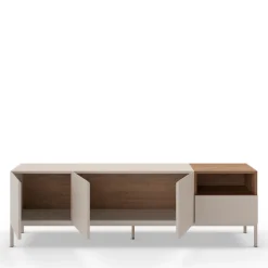 Drawer QUENOR Meuble TV 3 portes 1 tiroir en bois et métal L180cm