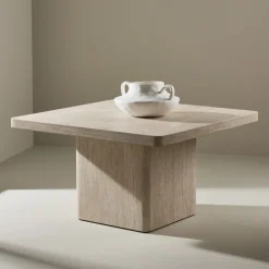 Venture Home QVART Table basse carrée effet travertin 80x80cm
