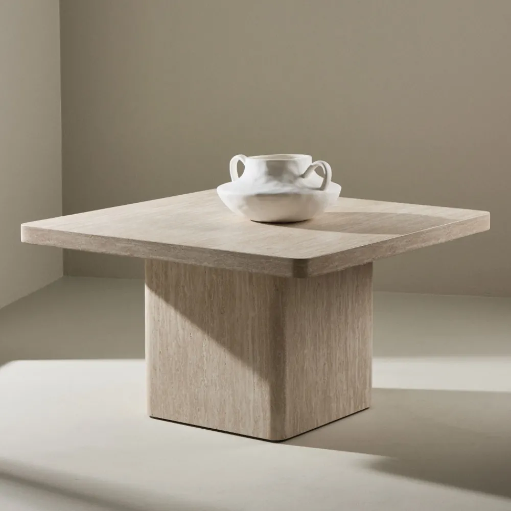 Venture Home QVART Table basse carrée effet travertin 80x80cm