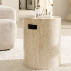 Drawer RADOM Tabouret effet travertin ø35cm