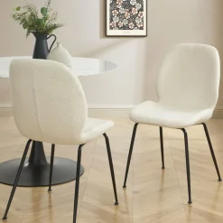 No name RAY Lot de 2 chaises en tissu bouclette et métal