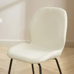 No name RAY Lot de 2 chaises en tissu bouclette et métal