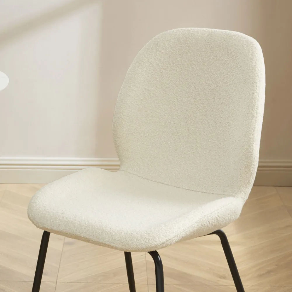 No name RAY Lot de 2 chaises en tissu bouclette et métal