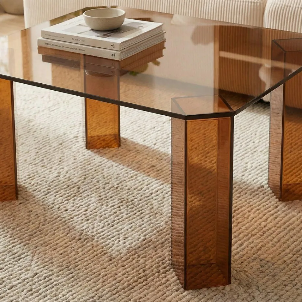 Drawer REMO Table basse carrée en verre 80x80cm