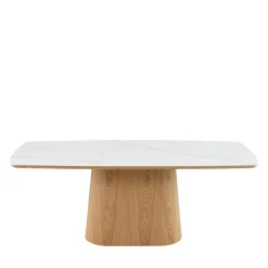 Drawer RENO Table à manger 8 personnes effet marbre et bois