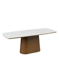Drawer RENO Table à manger 8 personnes effet marbre et bois