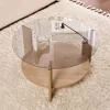 Drawer RIA Table basse ronde en verre fumé et bois ø75cm