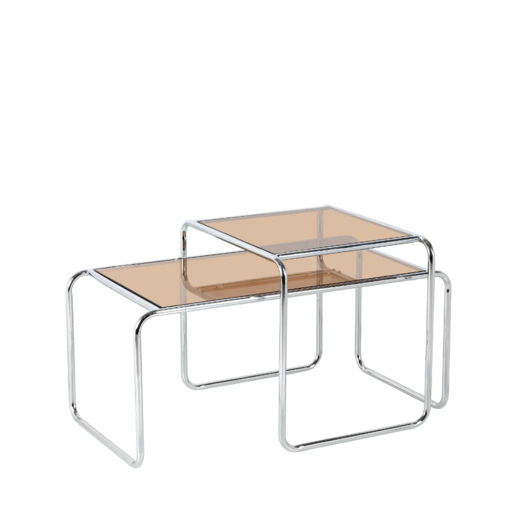 Drawer RIKA Table d'appoint en verre pieds chrome