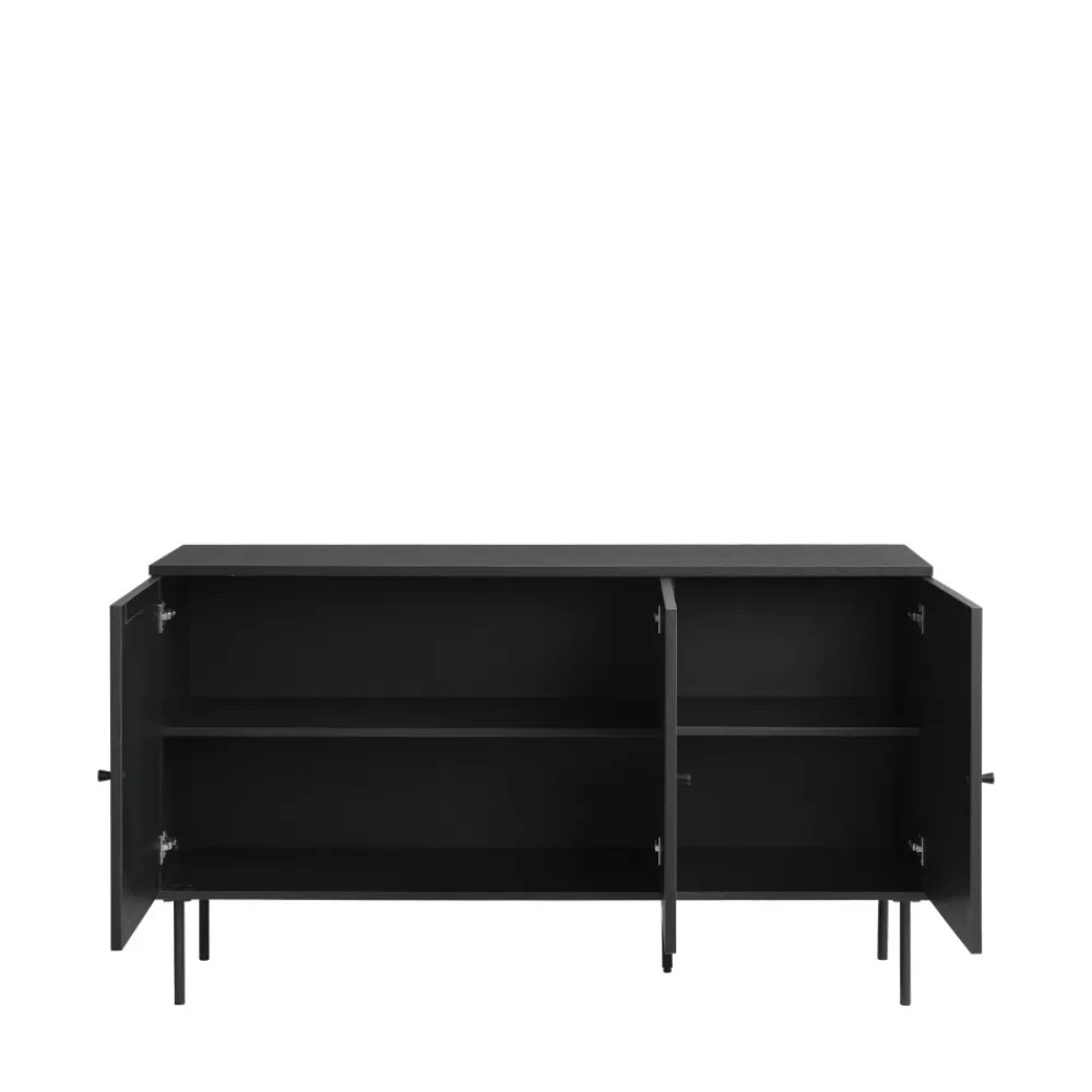 No name RINTO Buffet 3 portes en bois et métal L140cm