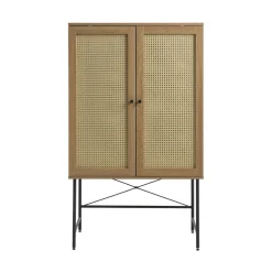 No name RINTO Buffet haut 2 portes bois et métal H135cm