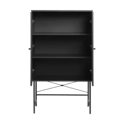 No name RINTO Buffet haut 2 portes bois et métal H135cm