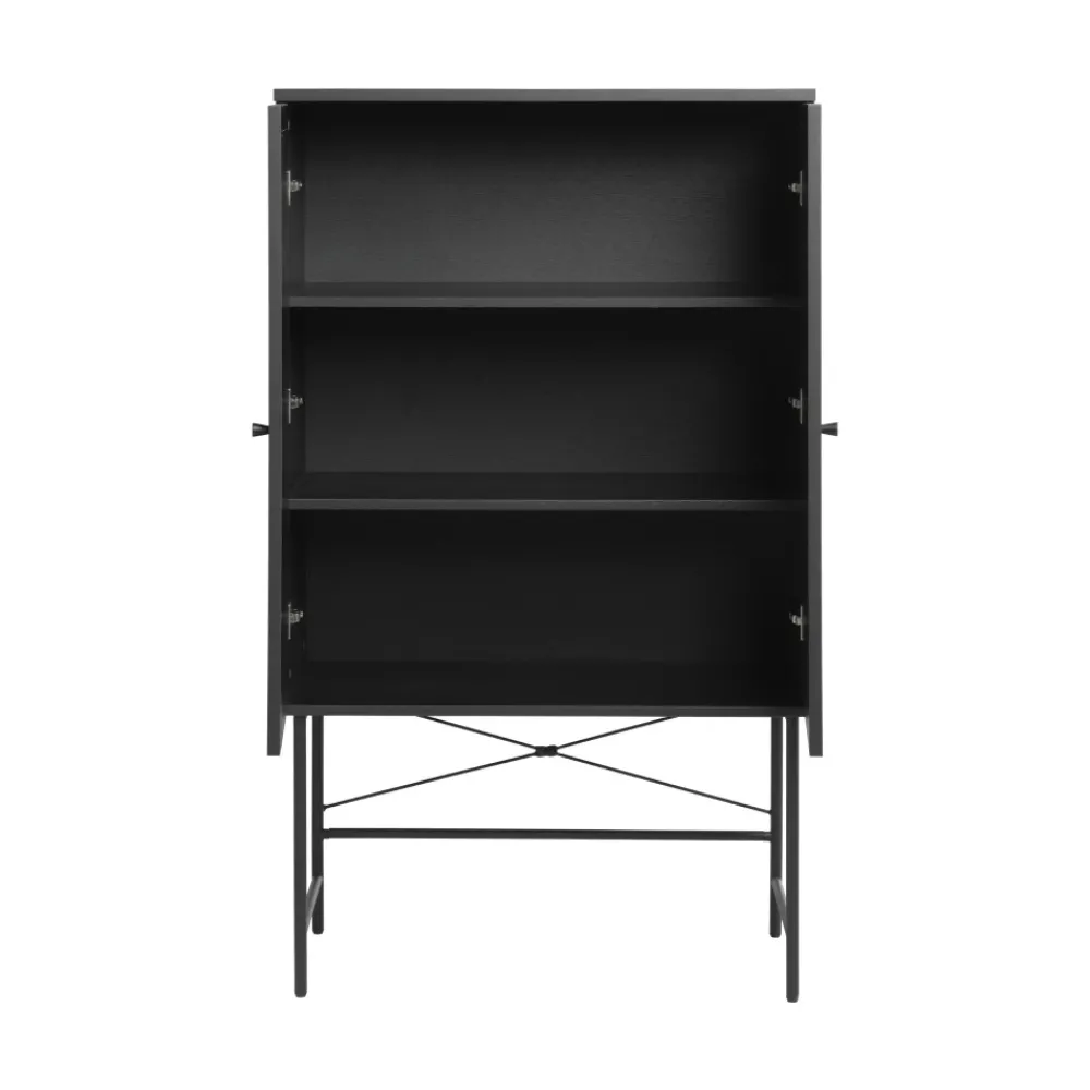 No name RINTO Buffet haut 2 portes bois et métal H135cm
