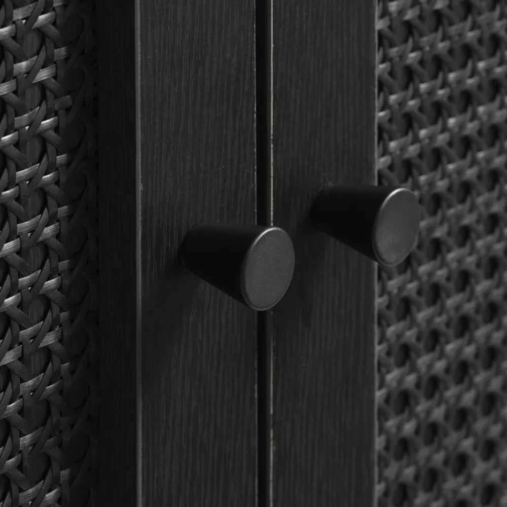 No name RINTO Buffet haut 2 portes bois et métal H135cm